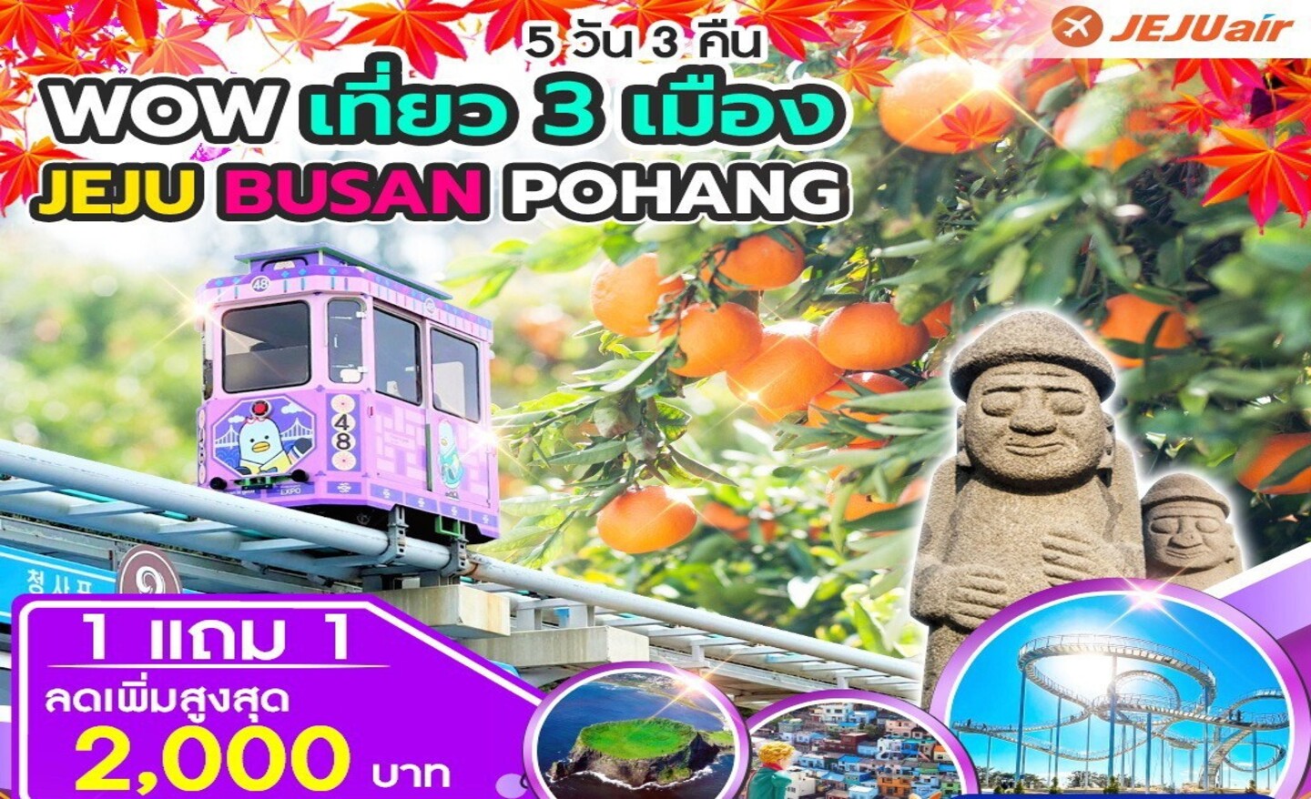 ทัวร์เกาหลี Wow เที่ยว3เมือง Jeju Busan Pohang (ต.ค.-ธ.ค.66)