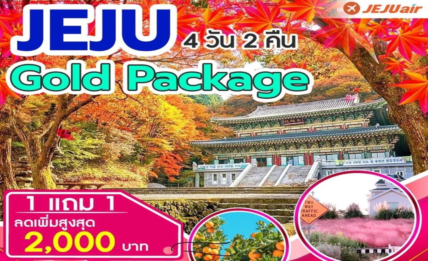 ทัวร์เกาหลี Jeju Gold Package Autumn โปร 1แถม1 (ต.ค.-พ.ย.66)